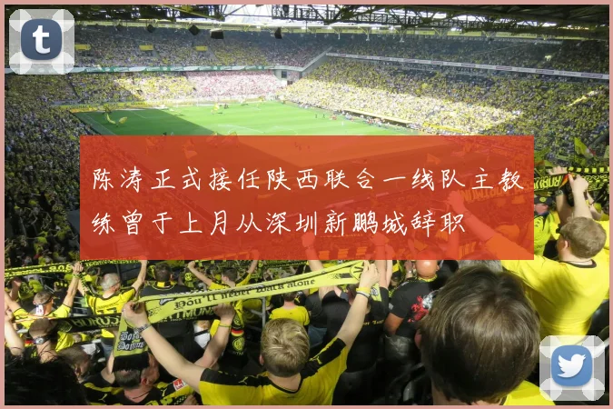 陈涛正式接任陕西联合一线队主教练曾于上月从深圳新鹏城辞职