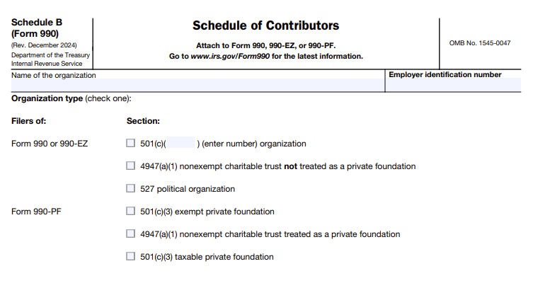 Information Required to Report on
Schedule B