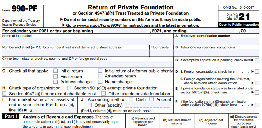 Form 990 PF Schedule B 990 PF Schedule B Instructions 2021